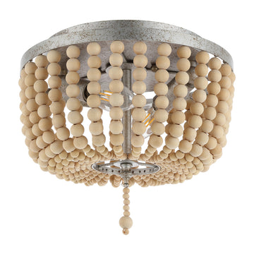 Allison 15" Wood Beaded/Metal LED Flush Mount